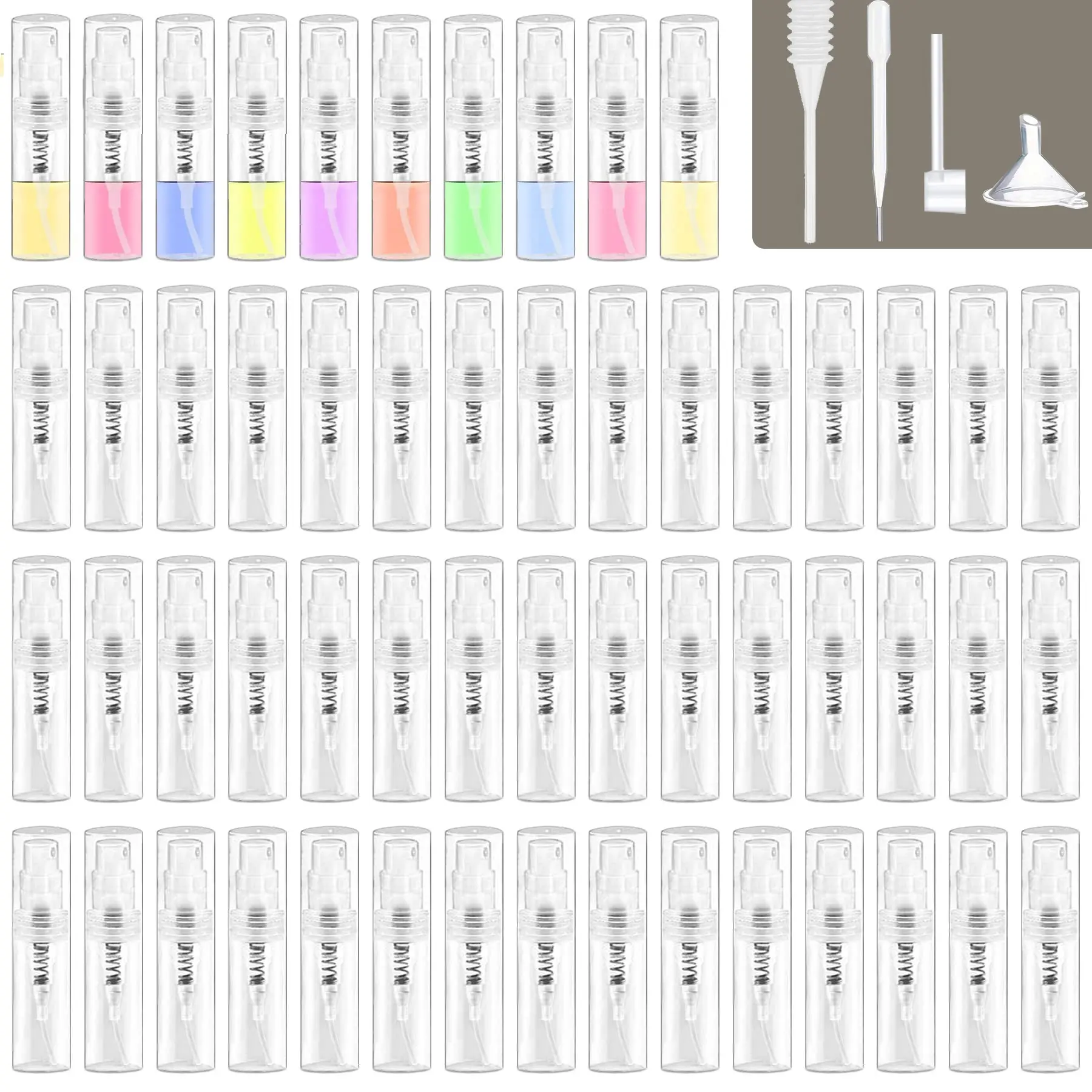 60/120 Pack 5ML Mini Spray Bottles, Clear Transparent Plastic Empty Sample Containers, Portable Perfume Sprayers for Travel, Cleaning, Essential Oils
