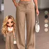 Women's New Summer Adjustable Drawstring High Waist Wide Leg Pants, Casual Chic Trousers, Casual Basic Trousers, Casual Fashion Trousers, Straight Leg Floor-Length Casual Wear, Versatile Bottoms for Everyday Use