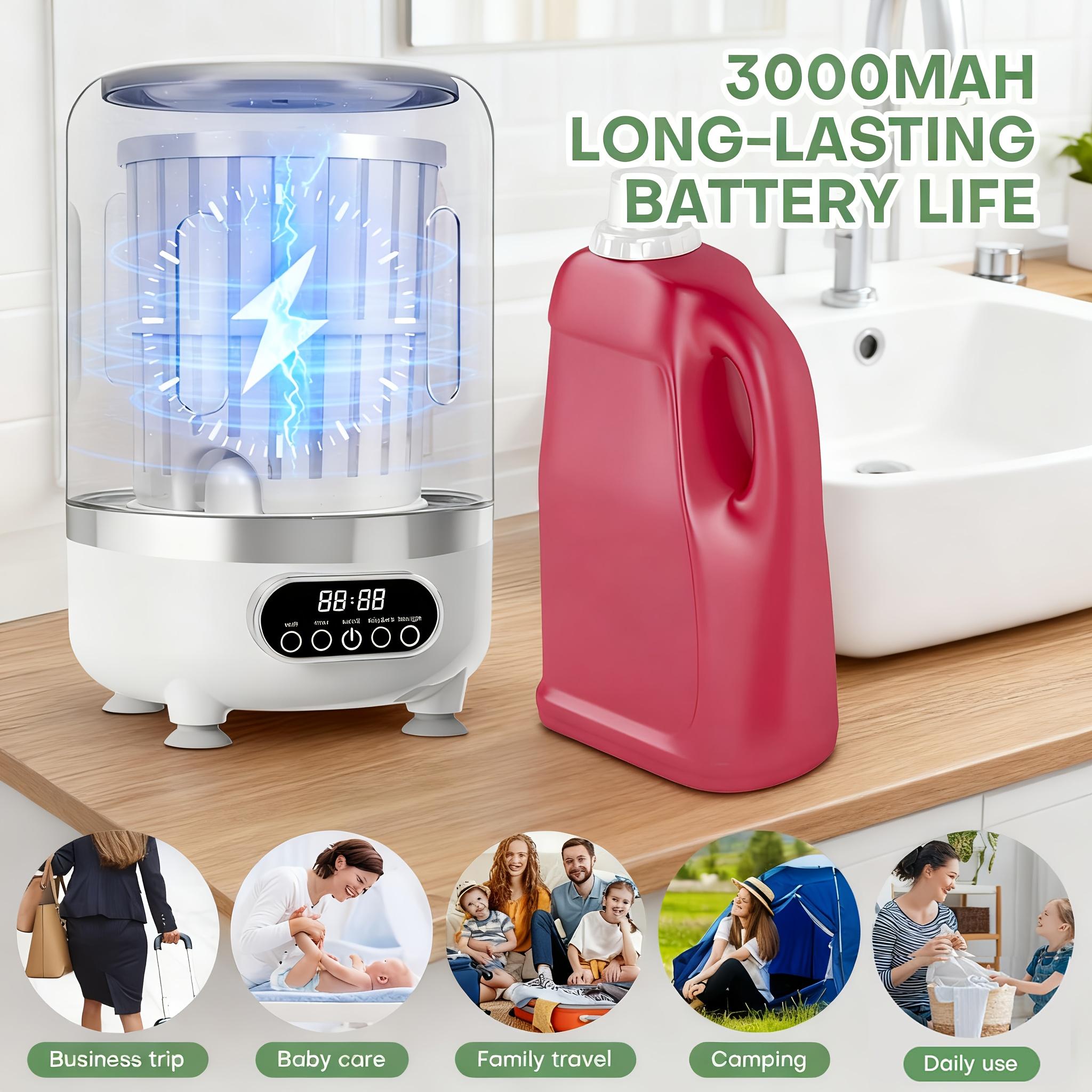 2-liter Lingerie Washing Machine with Drain Basket, 3000mAh, Fully Automatic Portable Mini Washing Machine with Strong Light Deep Cleaning And Spin Dryer. Suitable for Lingerie, Socks, Baby Clothes, And Can Be Used In Travel, Dormitories, RVs, Etc.