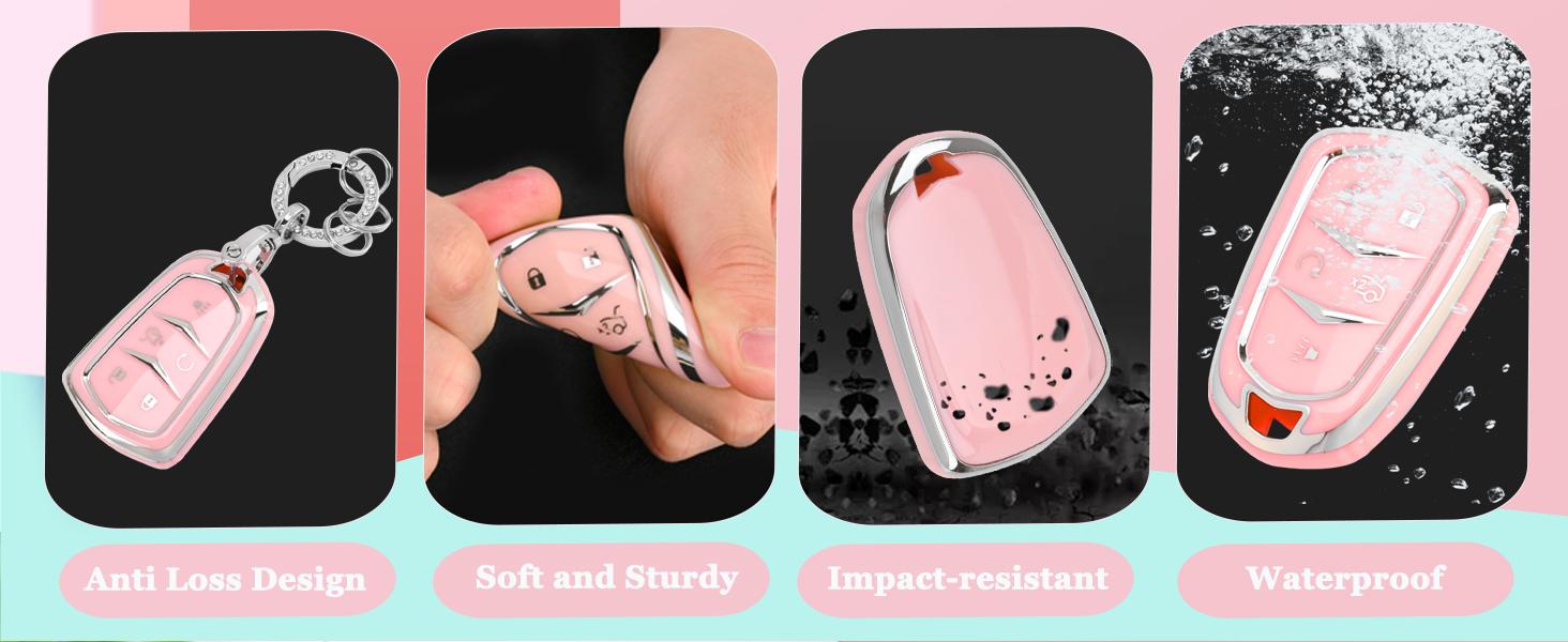 for Cadillac Key Fob Cover - Soft TPU Key Case Protection with Bling Keychain Fit for Cadillac Escalade CTS SRX XT5 ATS CT6 5 Buttons Smart Key Case for Cadillac Key Fob Cover - Soft TPU Key Case Protection with Bling Keychain Fit for Cadillac Escalade CTS SRX XT5 ATS CT6 5 Buttons Smart Key Case