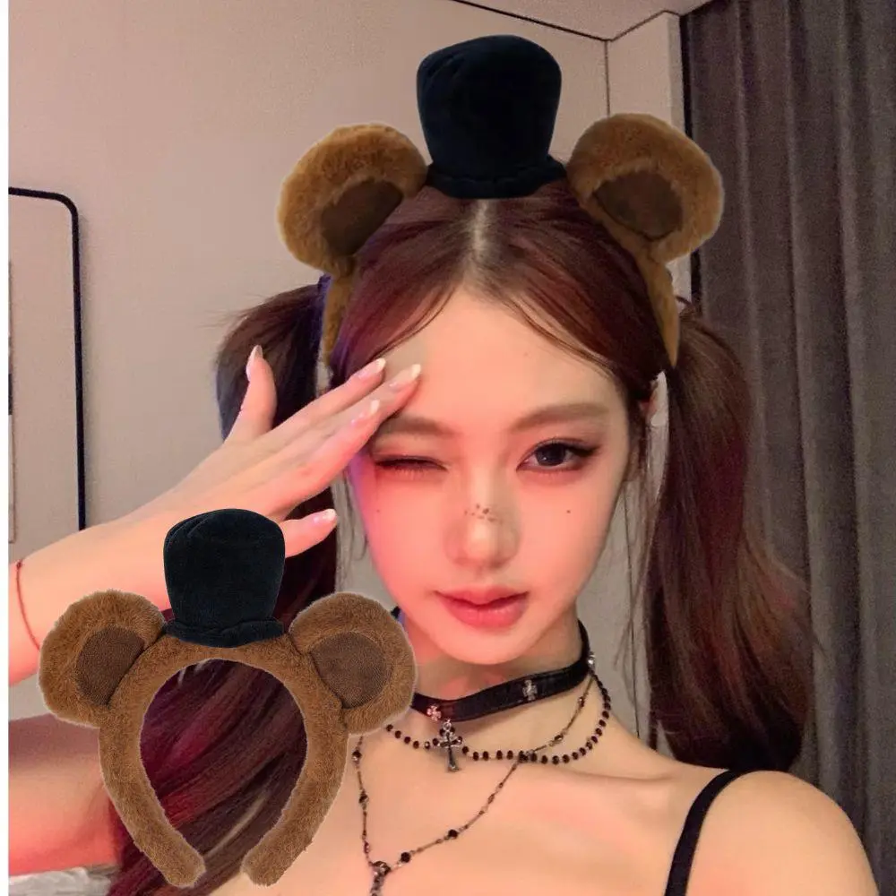 Cute Bear Ears Headband For Adults Kids Cosplay Halloween Hairband Women Girls Party Hair Accessories Animal Costume Head Hoop