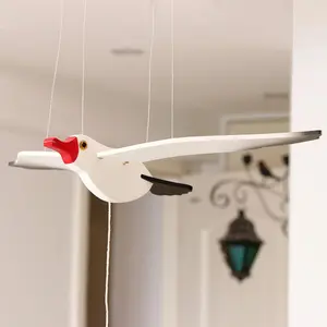 20" Wooden Flying Seagull Decorative Hanging Mobile Nautical Ornament for Nursery, Patio, Balcony, Wedding Party