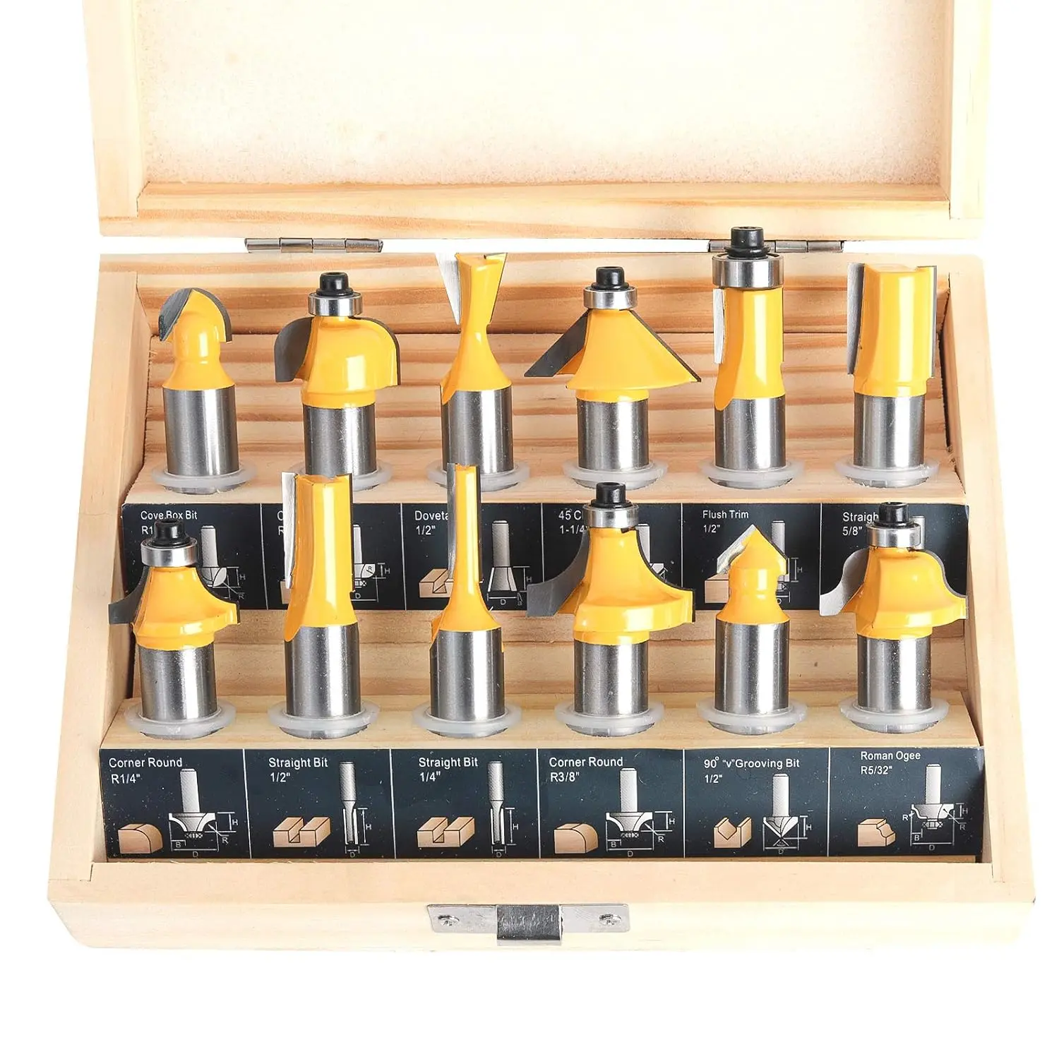 Router Bits Set of 12 count 1/2 Inch Woodwork Tools for Beginners…
