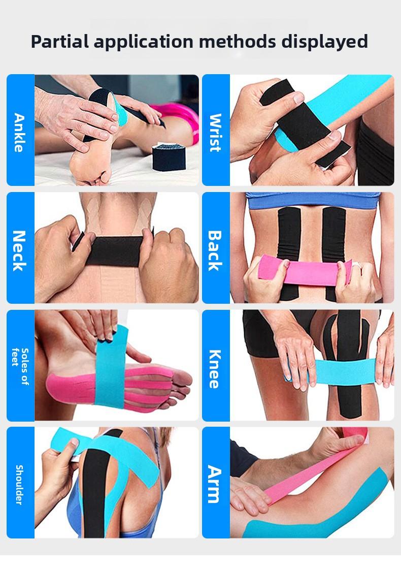 Sports tape, muscle tape, kinesiology tape, sports muscle tape for wrists, ankles, shoulders, and legs, facial muscle tape, elastic bandage