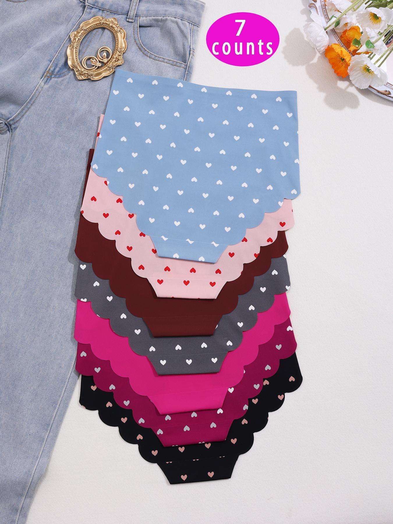 Women's Plain Scallop Trim Seamless Knicker, Soft Comfy Breathable High Waist Casual Panty for Daily Wear, Underwear for All Seasons