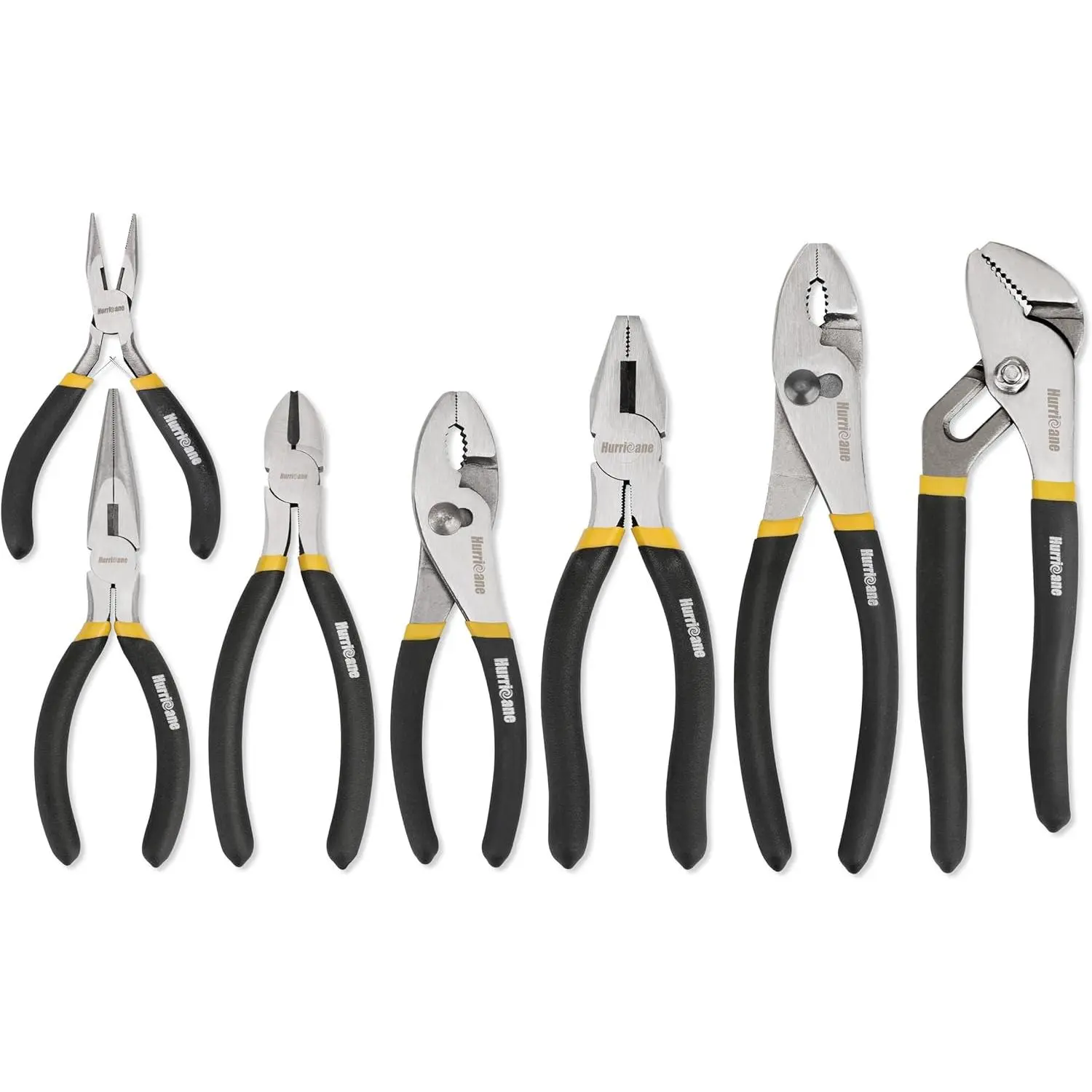 7-Piece Forged Steel Pliers Set - 8in Pump, 8in/6in Slip Joint, 7in Linesman, 6in Diagonal, 6in & Mini Long Nose, Anti-Slip Grip Handle for Home Repairs, DIY Users, Automotive, Inches