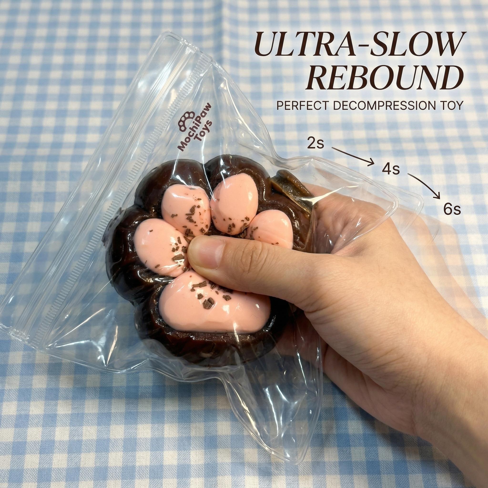 Final Sale | Chocolate Cat Paw Squishy - Food-Grade Silicone Slow-Rising Rebound Squishy Fidget Toys for Stress Relief - Soft Squeeze Toys with Thick Creamy Slime Texture, Handmade Non-Toxic Sensory Toys