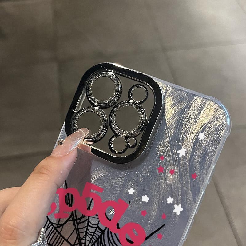 Black spider web pattern, phone case for iPhone17promax, 16 15pro 14plus 13 12Pro 11 Pro Max shockproof full camera protection durable slim silicone case phone case.QX484