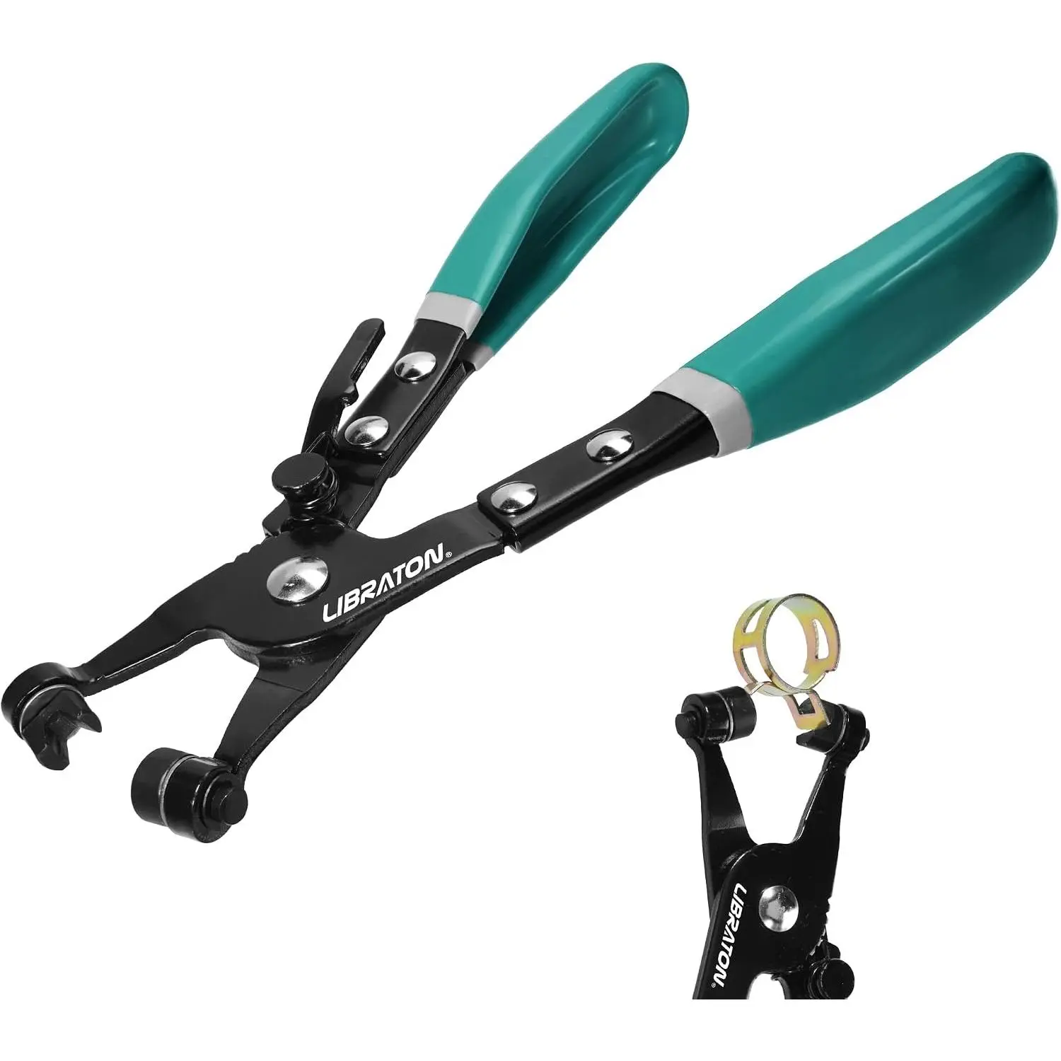 Hose Clamp Pliers, Professional Hose Clamp Tool with Swivel Flat Band for Removal and Installation  Flat-Band or Ring-Type Hose Clamps, for   Oil Water Pipe Repair Tools
