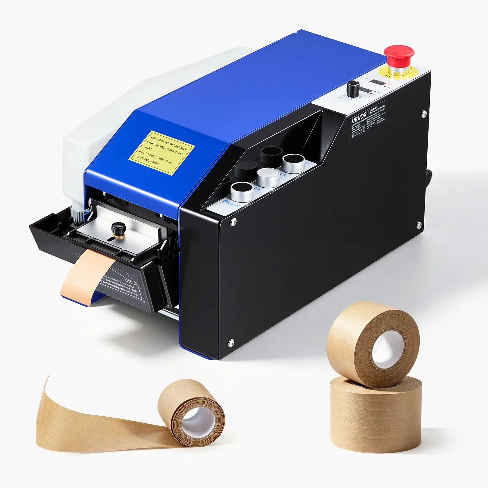 【toolupgrade】VEVOR FX-800B-V1 Electric Water-Activated Tape Dispenser, Automatic Kraft Gummed Tape Cutter with 100-995mm Adjustable Length, 40-100mm Width & Water Flow Control, 110V for Carton Sealing