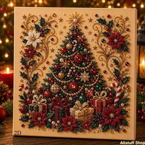 DIY Bag Accessory 2D Special-Shaped Christmas Diamond Painting Set with Pearl Rhinestones - Holiday Gift, Rhinestone Art, Festive Wall Decor Canvas (No Frame, Features Christmas Tree, Bell, Gingerbread House, Reindeer, Stocking)
