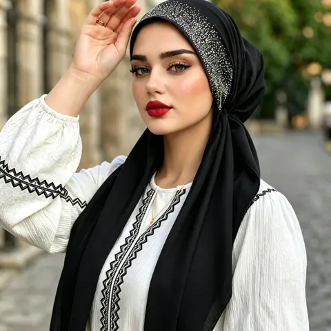 1pc Plain Headscarf, Elegant Wrap Design, Soft and Breathable, Suitable for All Seasons, Ideal for small head sizes，Convenient Muslim Headscarf Cover, Hijab, Clothing