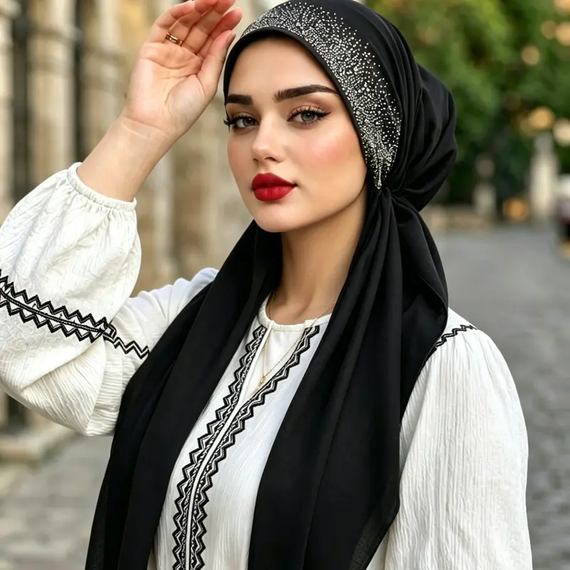 1pc Plain Headscarf, Elegant Wrap Design, Soft and Breathable, Suitable for All Seasons, Ideal for small head sizes，Convenient Muslim Headscarf Cover, Hijab, Clothing