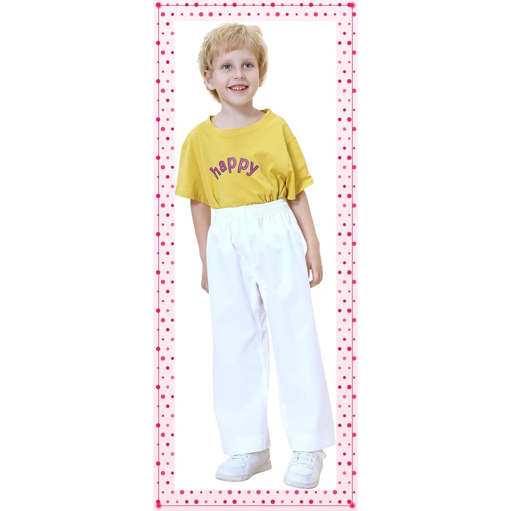 Adult Kids Karate Pants Martial Arts Student Karate Gi Pants | Elastic drawstring waist, wide crotch design, full range of motion, comfortable breathable washable, size 0000-6Gift
