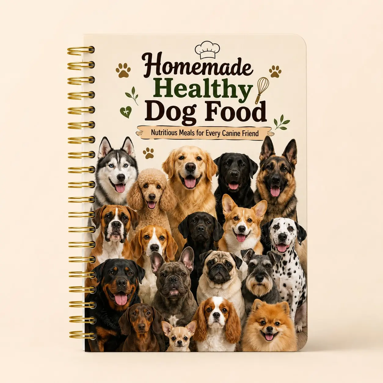 DIY Dog Food Recipe Book A5 Spiral Notebook, Multi-Ingredient Feeding Plan, Pet Meal Journal, Gift for Dog Moms, Essential Pet Care Tool
