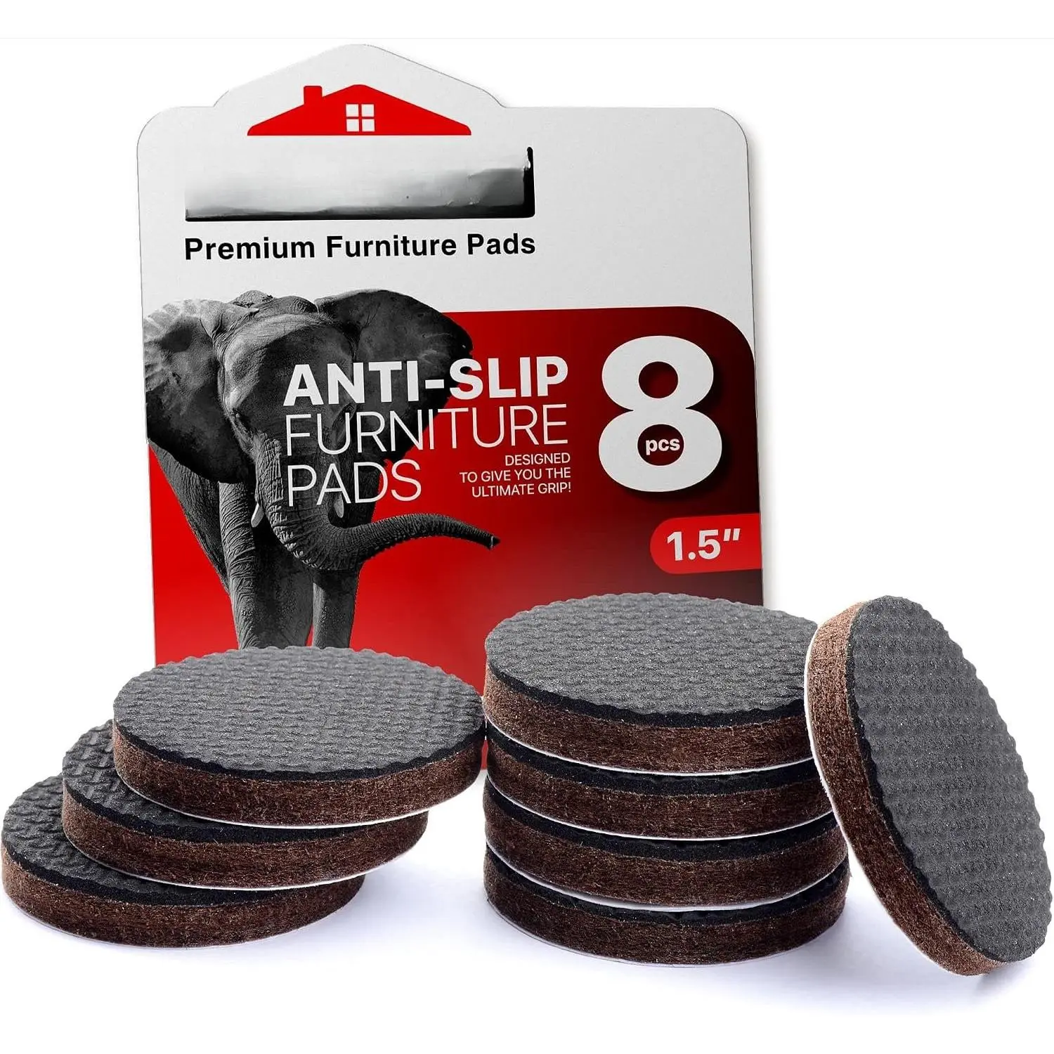 Non Slip Furniture Pads  - 8 count 1 1/2” - Furniture Grippers |  Self-Adhesive Rubber  for Furniture - Keep Furniture in Place! - Anti Slip Furniture Pads