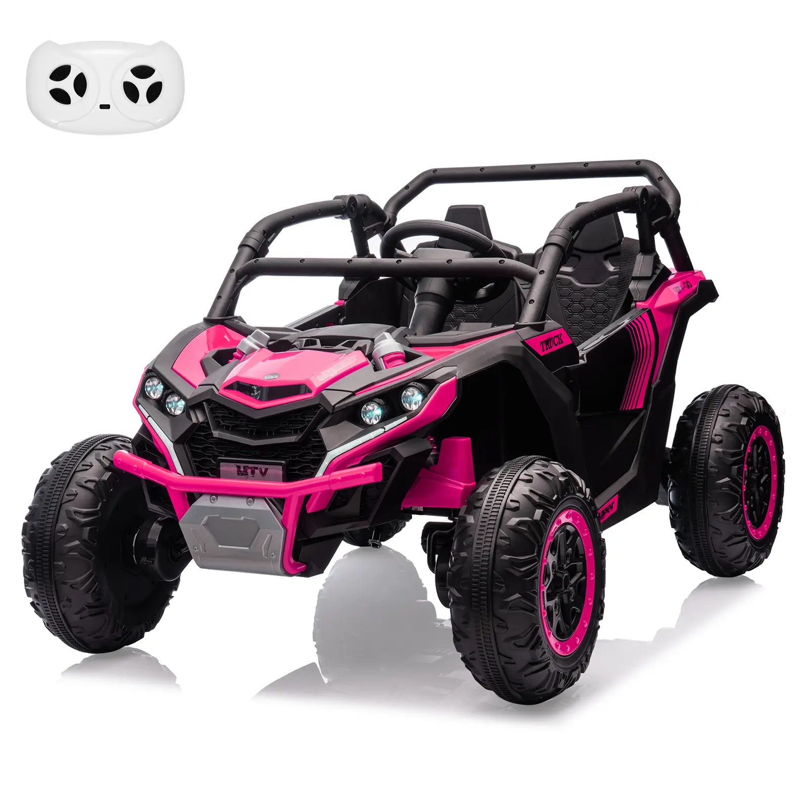 24V Ride On Car for Kids, 2 Seater Powered Electric Off-Road UTV Toy, 4WD Electric Vehicle With Remote Control,LED Lights,Four-Wheel Shock Absorption,3 Speeds,Horn, Music, Multiple Colors