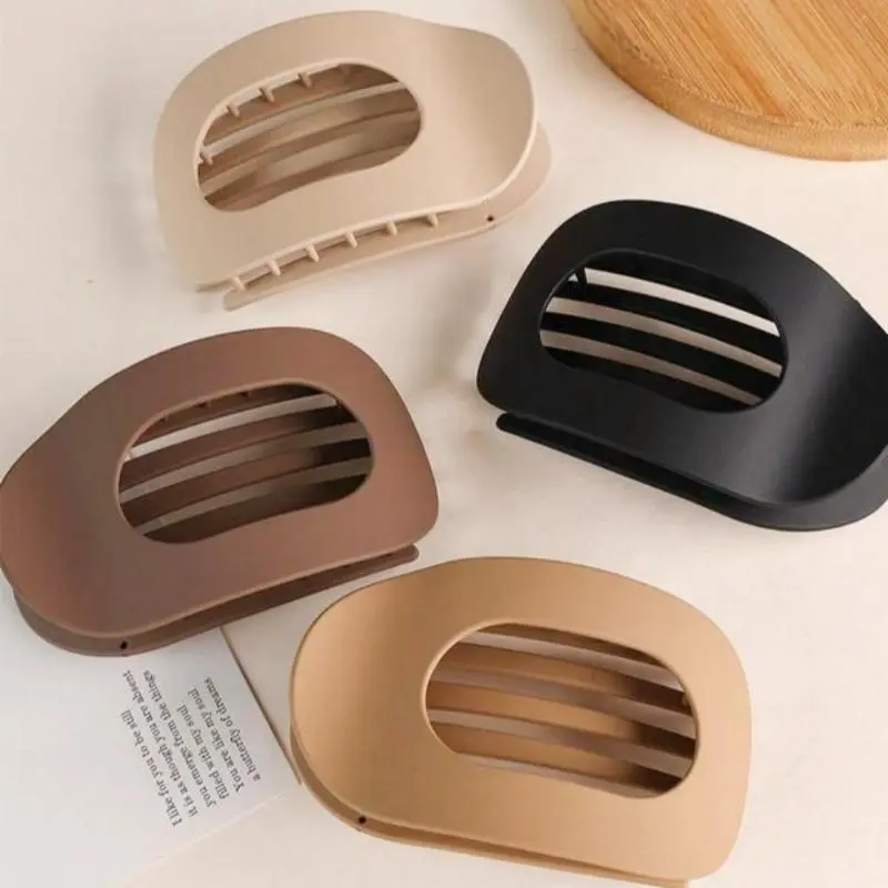 4Pcs Modern New Upgrade Solid Color Seamless Flat Oval Hair Clips, Flexible ABS Break-Resistant Hairpins for Daily Hairstyles (Indoor Recreation Use)