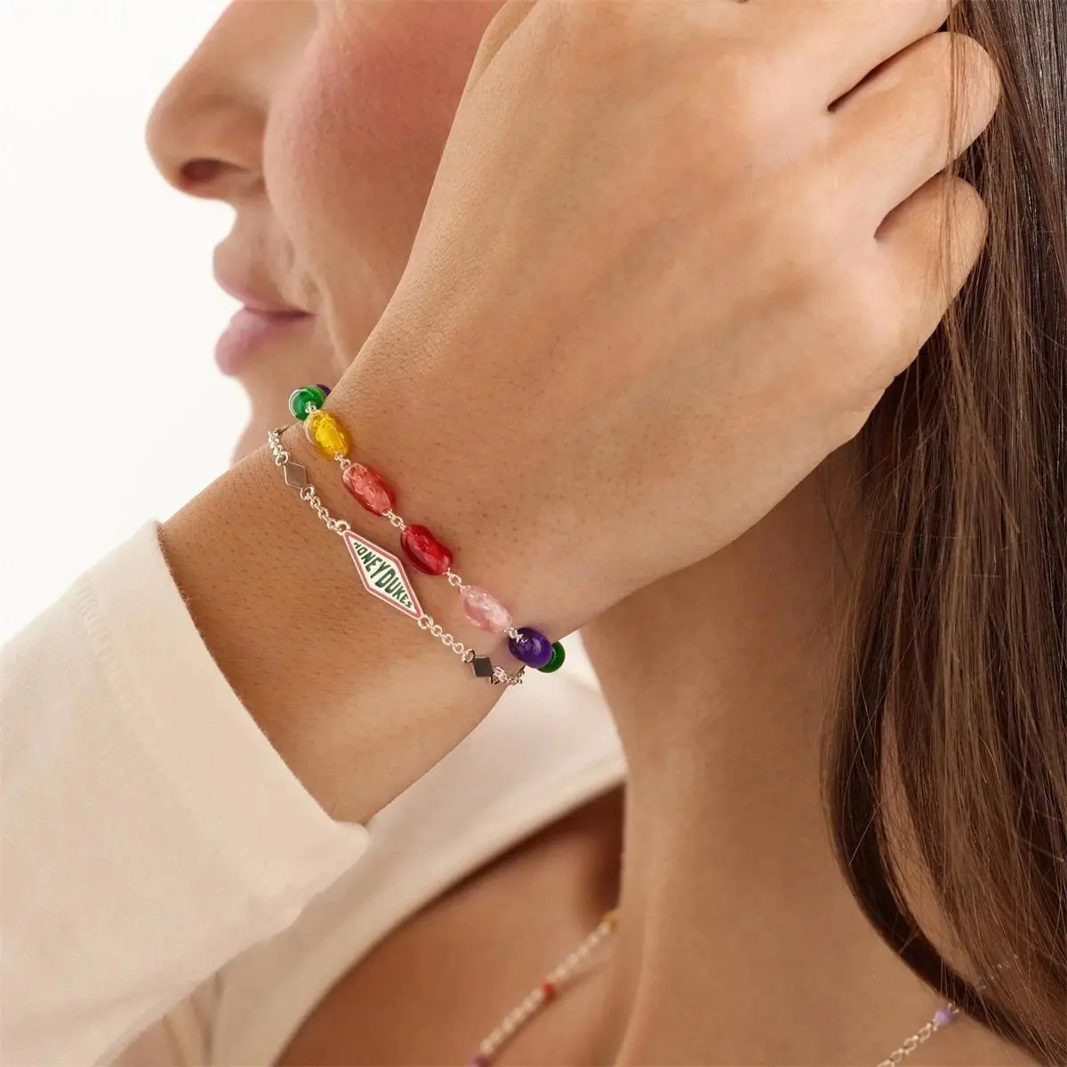 Candy Bean Beaded Jewelry Set Colorful Jelly Bean Bracelet Mini Candy Box Charm Necklace Women Fashion Gift
