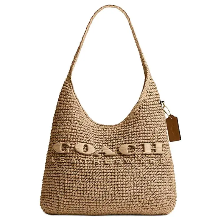 COACH Brooklyn 28 Magnetic Closure Logo Crossbody Bag for Women, Small Size, Light Brown