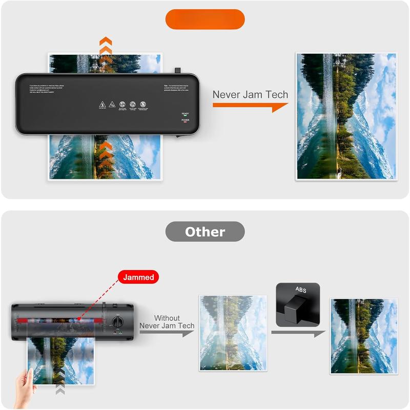 Laminator, 9 Inch 4 in-1 Thermal Laminator Machine Never Jam Technology with 40 Laminting Sheets, Paper , Corner Rounder for  Office School Business