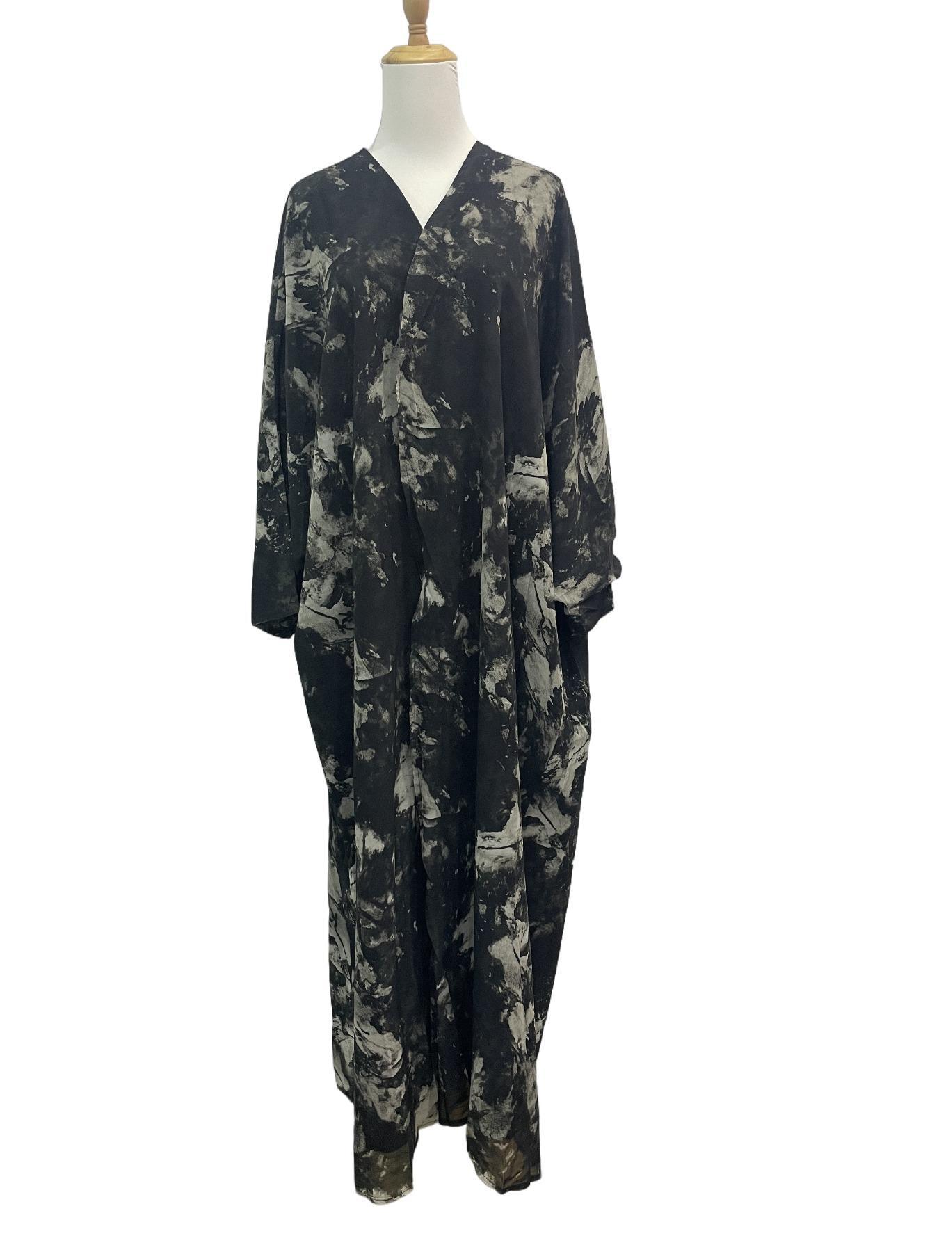 Women's Tie Dye Print Open Front Abaya, Chic Modest Casual Long Sleeve Outerwear for Daily Wear, Ladies Clothes for All Seasons