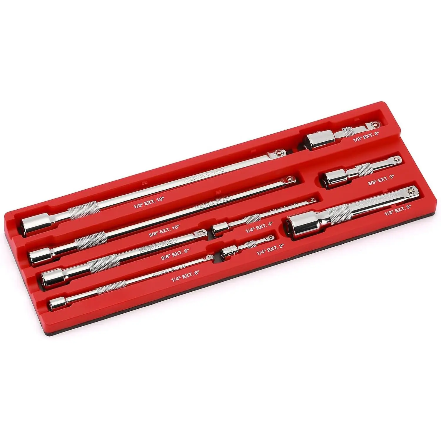 9-  Extension Bar Holder,  Extension Bar Organizer, ABS Plastic, 1/4", 3/8", 1/2" Drive, Holds 9 count Standard Size and Deep Size Extension Bars