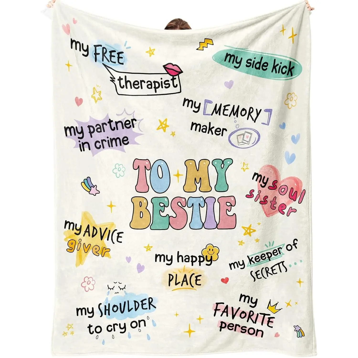 Best Friend Birthday Gift for Women - Yellow Throw Blanket 60"x50", Cozy Friendship Blanket for BestieGift