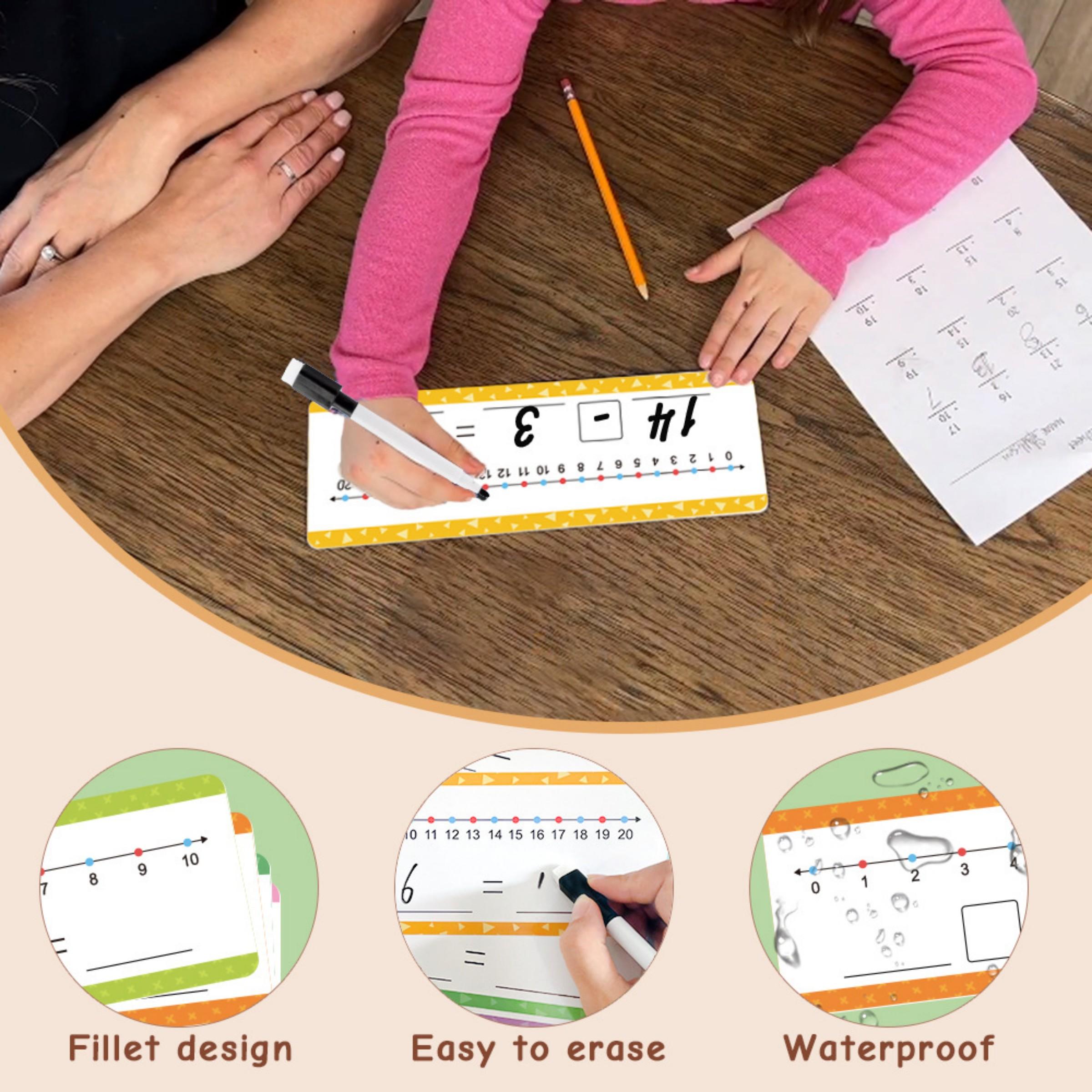 0-20 Number Line Flash Cards, 16 Erasable Cards with 2 Markers, Math Addition Subtraction Practice for Kids, Educational Learning Tool, Math Learning Tools