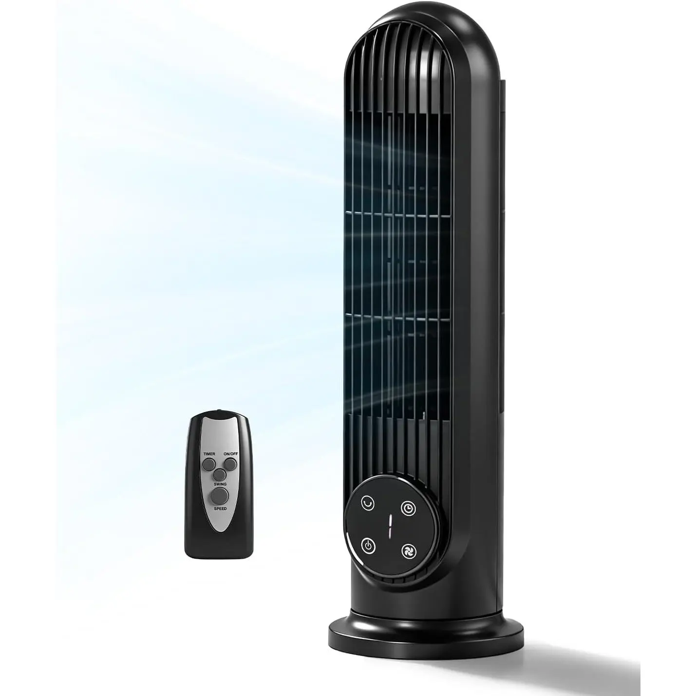2-in-1 Mini Tower Fan, 16" Bladeless Floor/Wall-Mounted Fan, Black |   Remote Control, LED Display, 90 ° Oscillation, 3 Speeds & 9H Timer, Ultra-Quiet Portable Cooling Fan for Home Office Bedroom