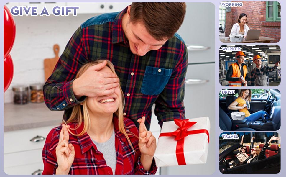 MDHAND Electric Lunch Box Food Heater, Faster Heated Lunch Box Food Warmer 110V/12V/24V Self Heating Lunch Box for Work/Car/Outdoors,Portable Heated with Lunch Bag