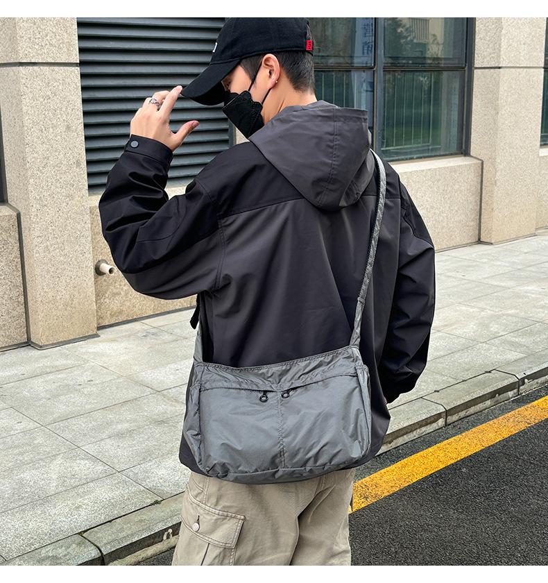 Men’s Waterproof Canvas Messenger Bag - Japanese Dumpling Crossbody Bag, Large Capacity, Multi-Pocket, Lightweight, Durable, for Work, Travel