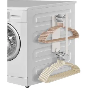 Magnetic Hanger Organizer, Strong Magnetic Hanger Holder for Laundry Room Washer, Capacity Upgrade Hangers Storage Stacker Holds up to 40 Metal Hangers White 1Pack