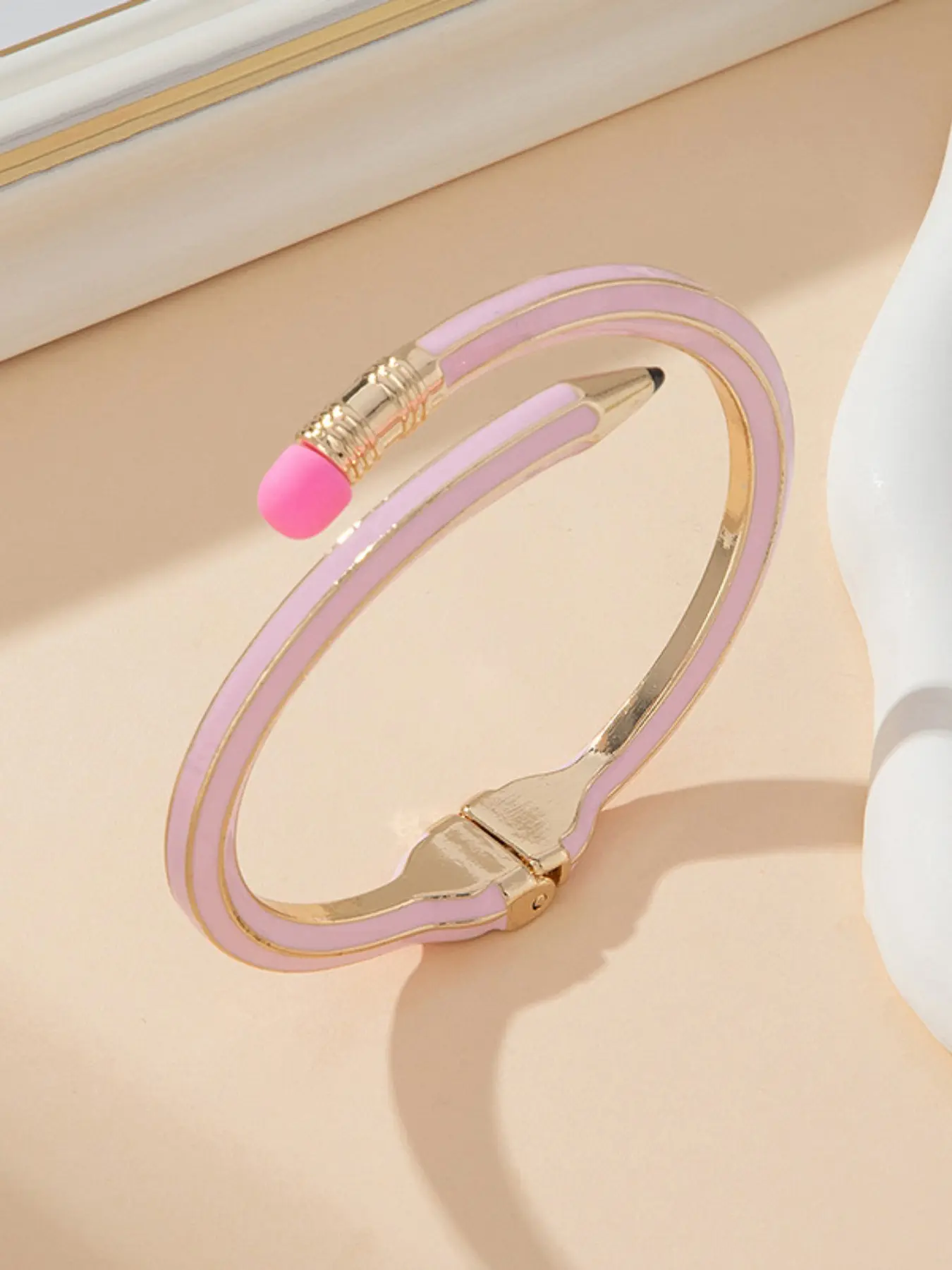 Zinc Alloy Pencil Shape Bracelet, Spring-Loaded Closure, Unique Personality Accessory, Perfect for Back-To-School, Birthday Gifts, Fashionable Bracelet