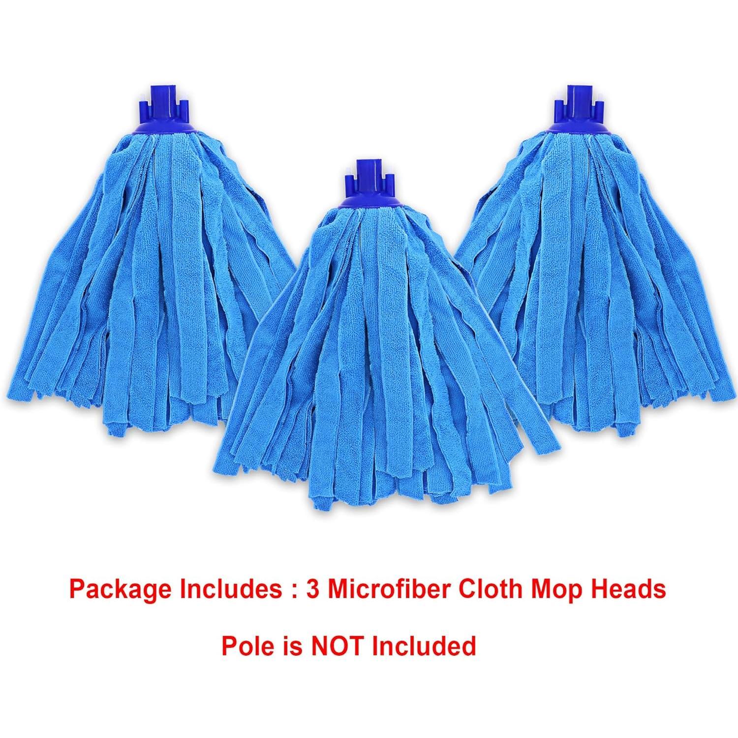 Microfiber Cloth Mop  Replacement, String Mop Refills Screw onto  Standard  Threading Pole Mop Handle Rod- 3 Packs