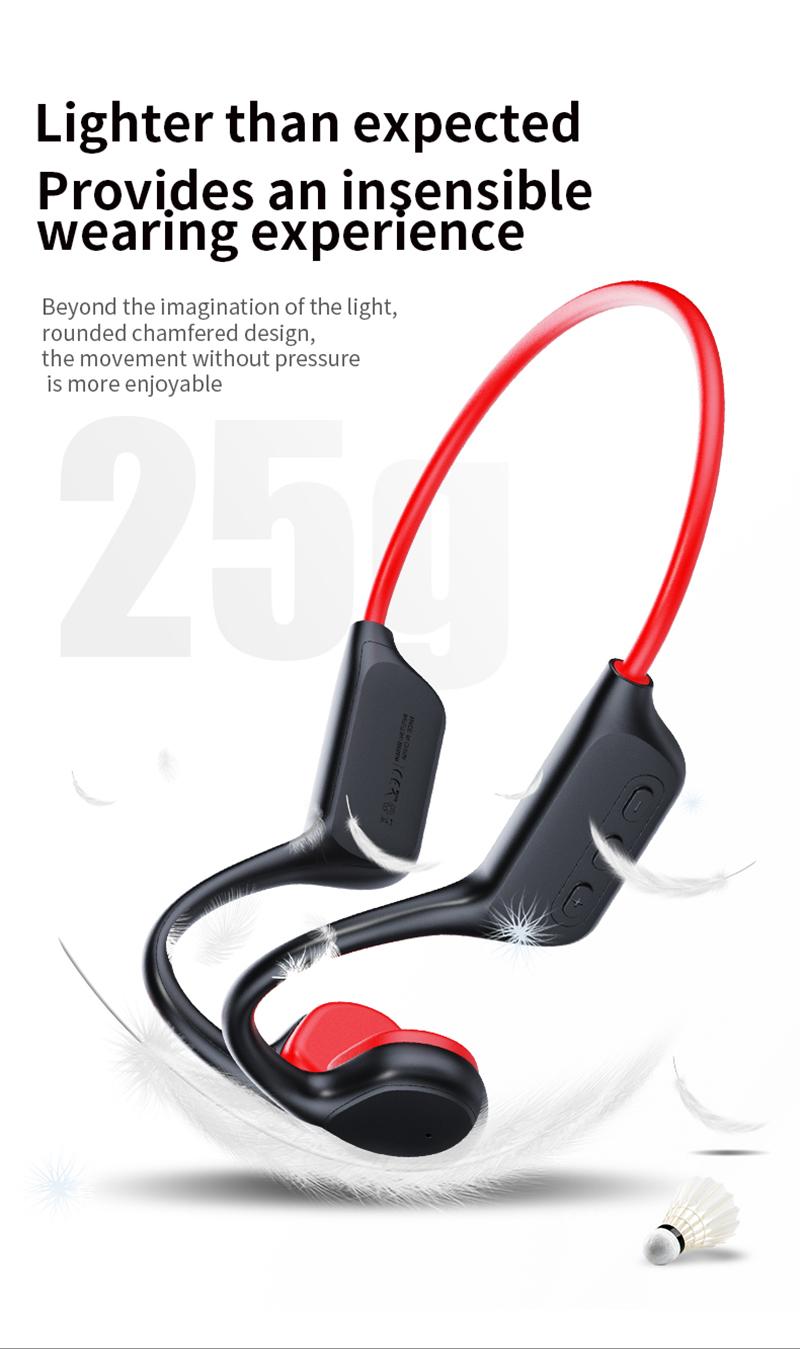 Bluetooth Bone Conduction Earphones IPX8 Waterproof MP3 Player Hifi Ear-hook Wireless Headphone With Mic Headset For Swimmin