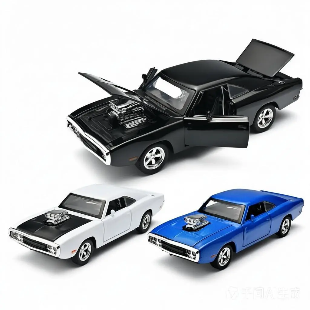 1/32 Alloy Die-Cast Metal Car Model, Dodge Challenger Wind-Up Toy with Lights and Sounds, Birthday Gift, High Precision, Durable Structure, Scale Model Car