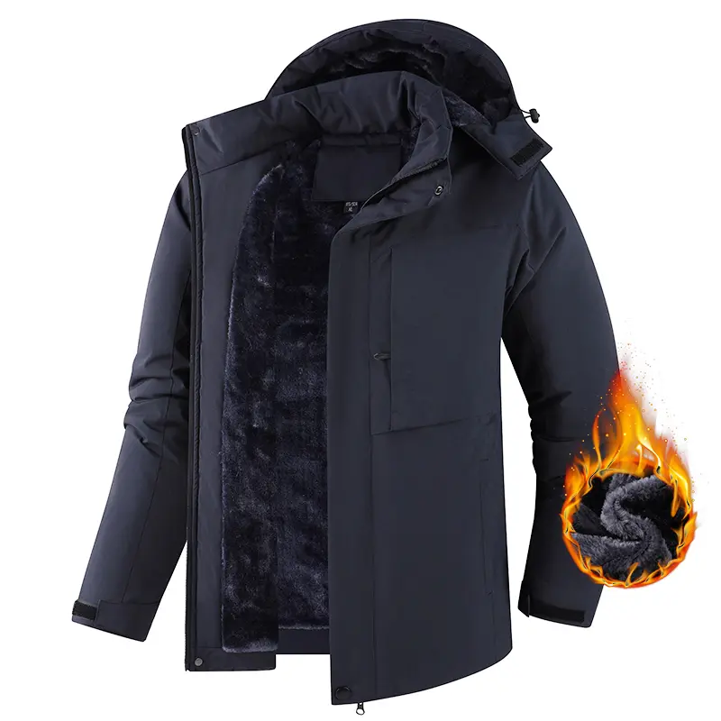 Men's Winter Fleece Lined Jacket Hooded Windbreaker Warm Heavyweight Coat Tactical Outdoor Utility Outerwear Zip Up Parka Snow Male Fashion Clothing Apparel cozy soft cool clean chic active sporty casual premium classic stylish durable comfy vibe 4-Colors