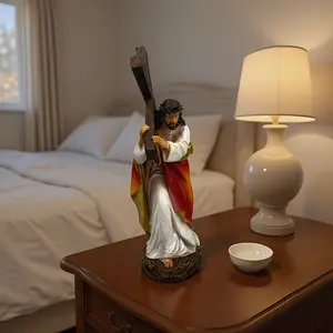 Holy Family Statue Jesus Carrying Cross Crucifixion Scene, Essential Home Decor for Devout Christians, Perfect Gift for Christmas