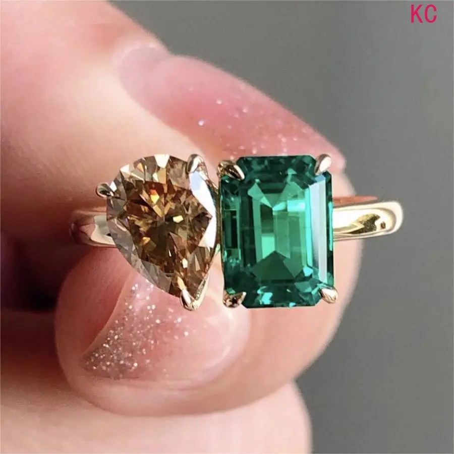 Dual Main Stone Inlaid Zircon Ring, Minimalist Handmade Finger Jewelry, Ins Popular Creative Accessories For Women Daily Matching