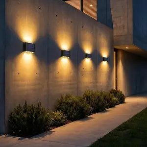 Solar Powered Outdoor Wall Lights, 4-Pack 6-Pack, Up & Down Lighting, Rechargeable, 8 LED, Garden Garage Porch Decor, Warm/cool Light