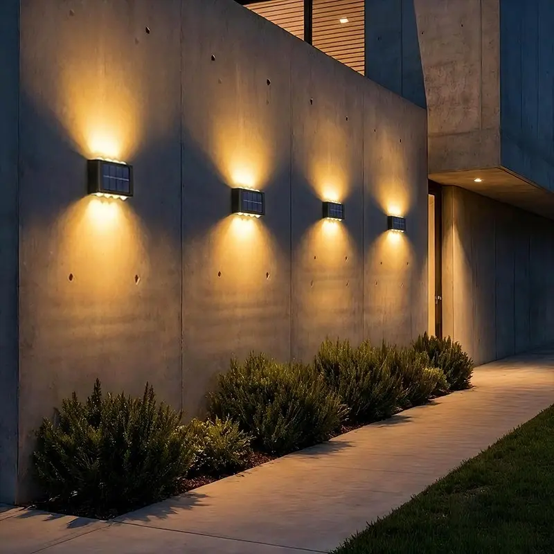 Solar Powered Outdoor Wall Lights, 4-Pack 6-Pack, Up & Down Lighting, Rechargeable, 8 LED, Garden Garage Porch Decor, Warm/cool Light