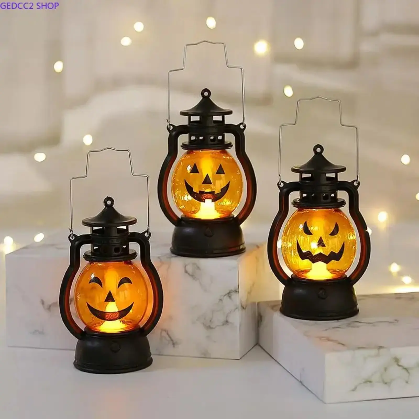 Halloween Pumpkin LED Hanging Lantern, Retro Glow Decoration for Porch, Party and Spooky Home Decor