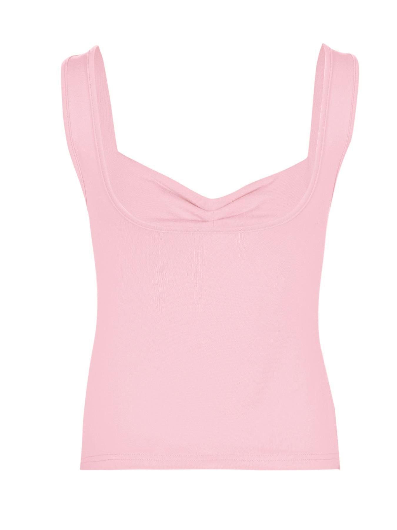 Women's Solid Ruched Split Hem Sweetheart Neck Tank Top, Casual Fitted Comfy Sleeveless Top for Everyday Wear, Ladies Sleepwear for All Seasons, Summer Outfits 2024