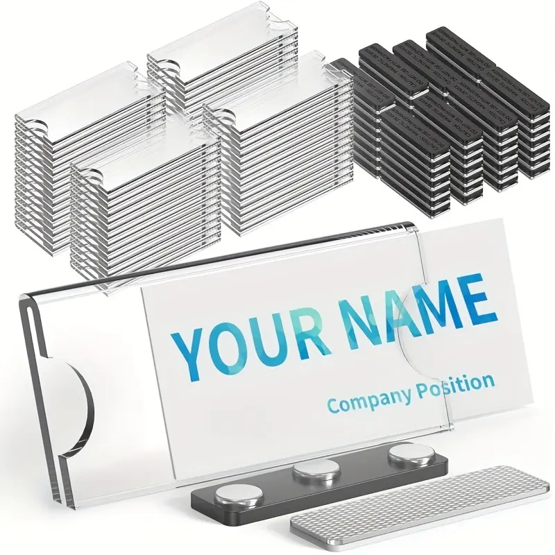 10/15 Sets of Magnetic Name Tag Sets,  Magnetic Badge Clips, Transparent Acrylic Mini Logo Display Clips, Suitable for Business Activities, School Offices, Etc