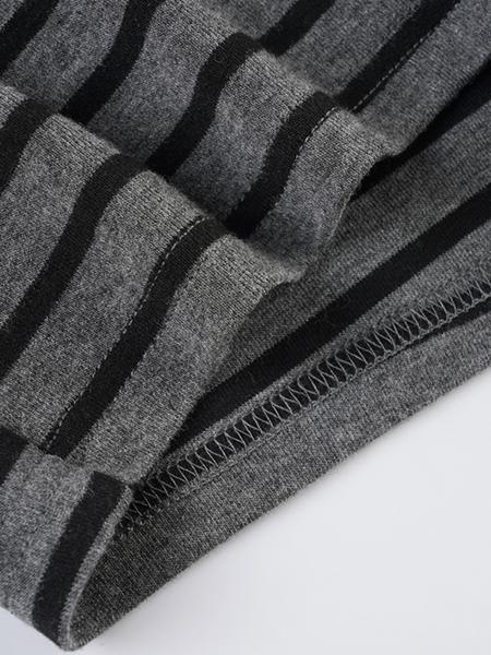 Striped Off-Shoulder Asymmetrical Two-Piece Set, Casual Comfortable Loose Long Sleeve Top + Drawstring Waist Shorts