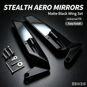 Motorcycle Rearview Mirror, Matte Aerodynamic Wide-Angle, Universal Street Bike Racing Style, Motorcycle Modification Accessories