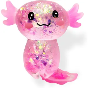 Axolotl Squishy Stress Relief Glitter Fidget Toy Cute Malt Sugar for Kids Youth Adult Party Favors Anxiety Relief (Pink)fidget toys