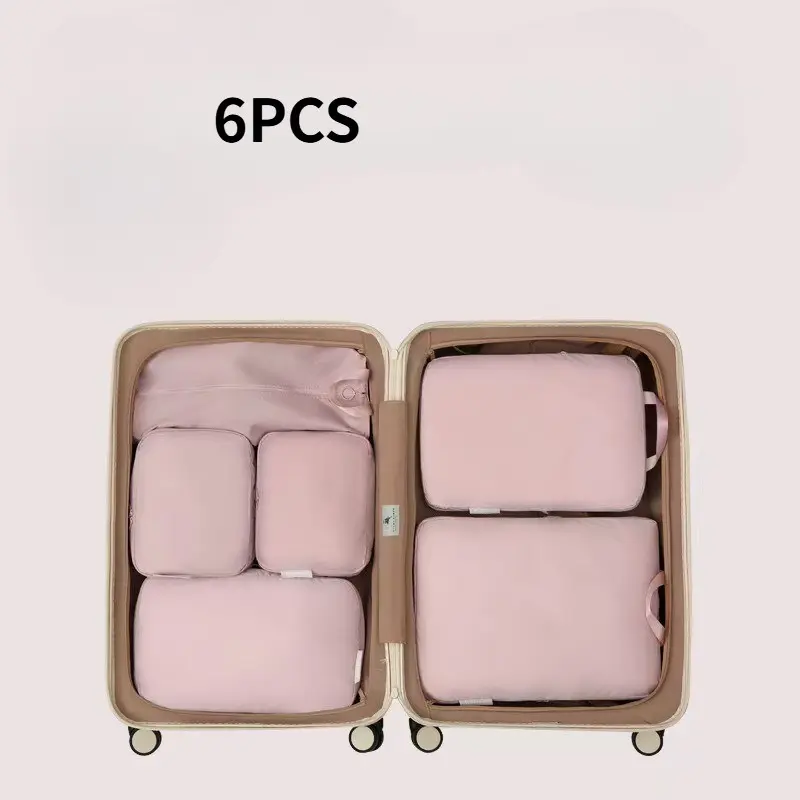 6-Piece Compression Storage Cubes, Travel Packing Cubes, Durable Polyester, Lightweight Travel Organizer, Luggage Clothing Sorting, 6 Sizes Independent Storage Bags