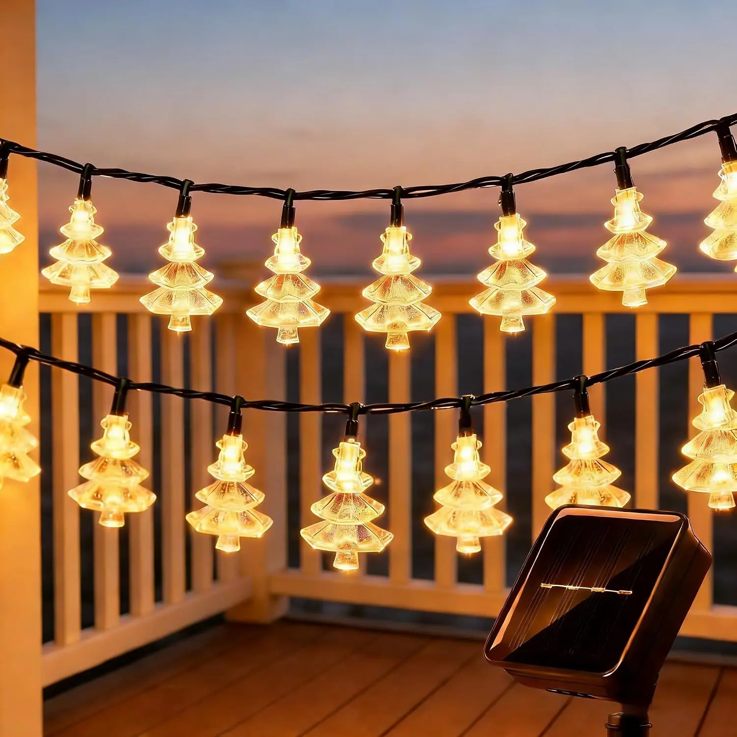 String ights Outdoor  IP65 9.3  Patio ights with 20 ED Christmas Tree Shape  ight for Backyard Porch Bacony Party Decor, Wedding,Party,Camping (Warm White)